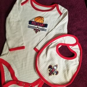 NBA New Orleans Pelicans infant long sleeve onesie.